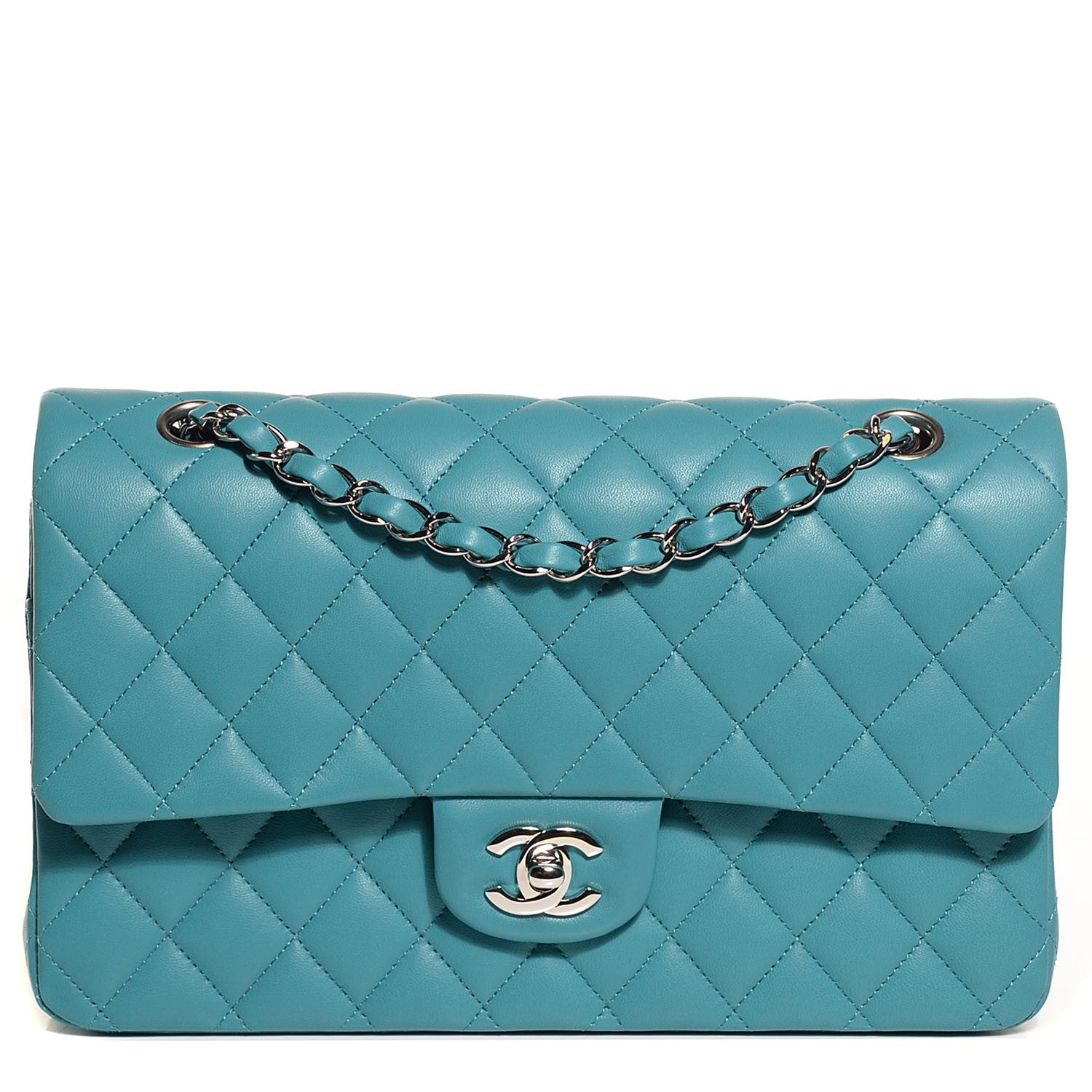 Chanel Lambskin Quilted Medium Double Flap Turquoise 1 of 9
