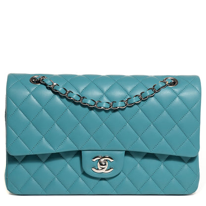 Chanel Lambskin Quilted Medium Double Flap Turquoise 1 of 9