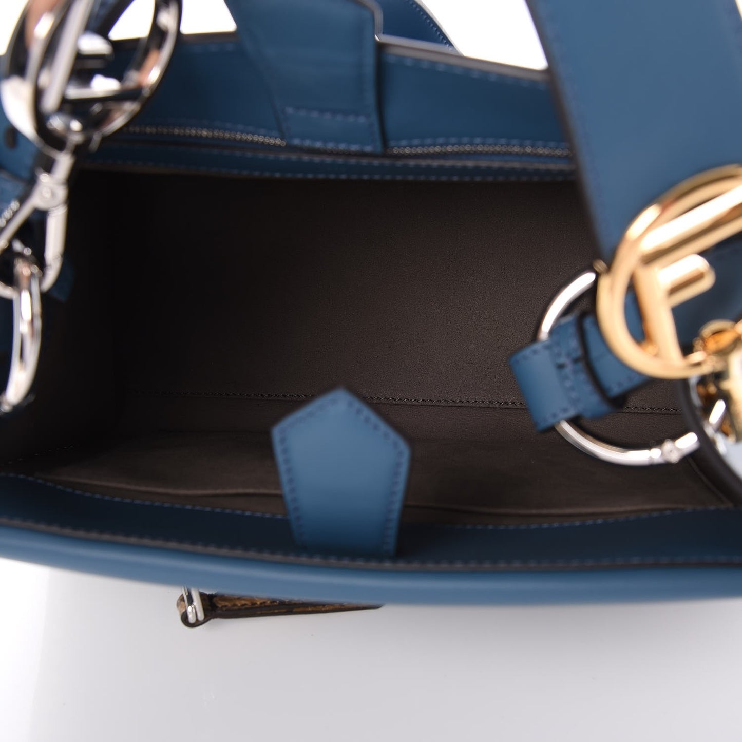 Vitello Century Raffia Elaphe F is Fendi FF Woven Embroidered Small Runaway Satchel Blue