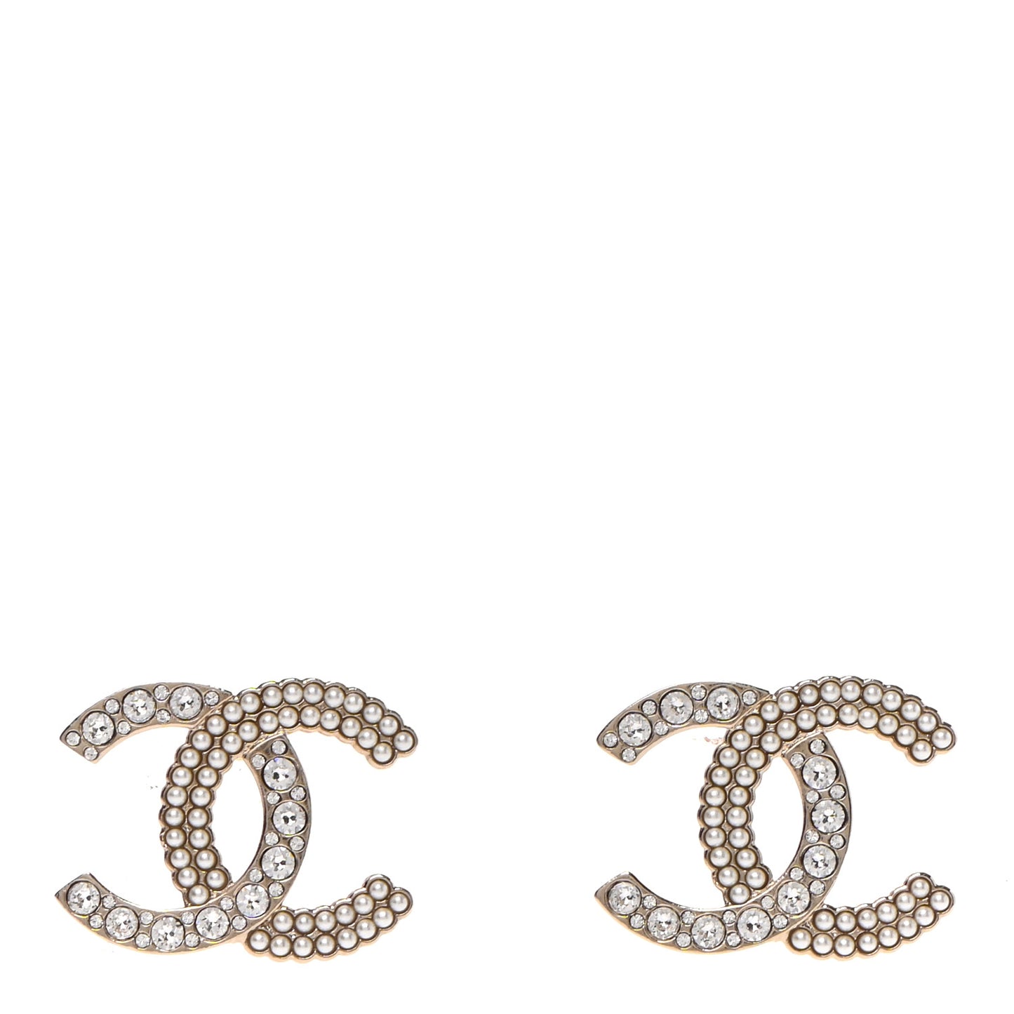 Crystal Pearl CC Large Earrings Gold