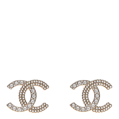 Chanel Crystal Pearl CC Large Earrings Gold 1 of 4