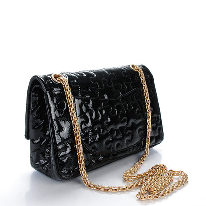 Chanel Crackled Patent Calfskin Puzzle 2.55 Reissue 225 Flap Black 3 of 8