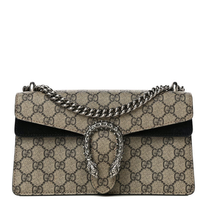 Gucci GG Supreme Monogram Suede Crystal Small Dionysus Shoulder Bag Beige Ebony Black 1 of 13