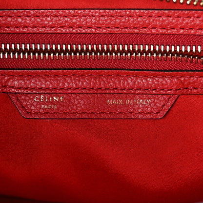 Celine Drummed Calfskin Micro Luggage Red 6 of 12