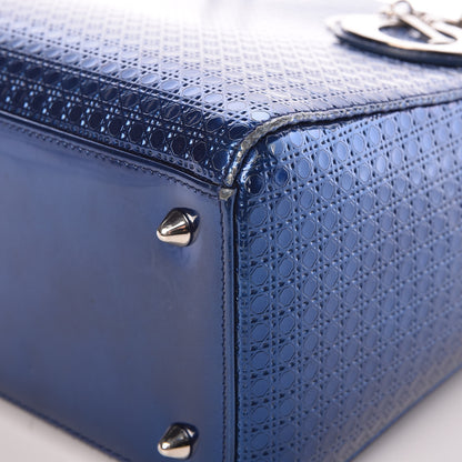 Christian Dior Metallic Patent Micro-Cannage Medium Lady Dior Blue 15 of 17