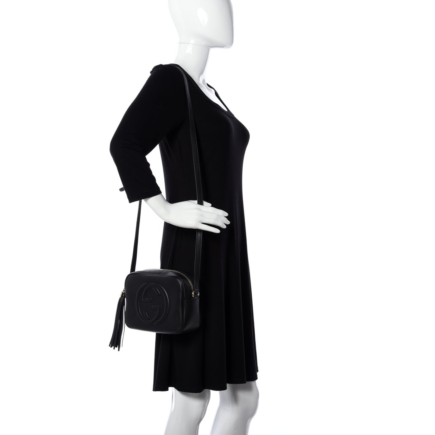 Pebbled Calfskin Small Soho Disco Bag Black