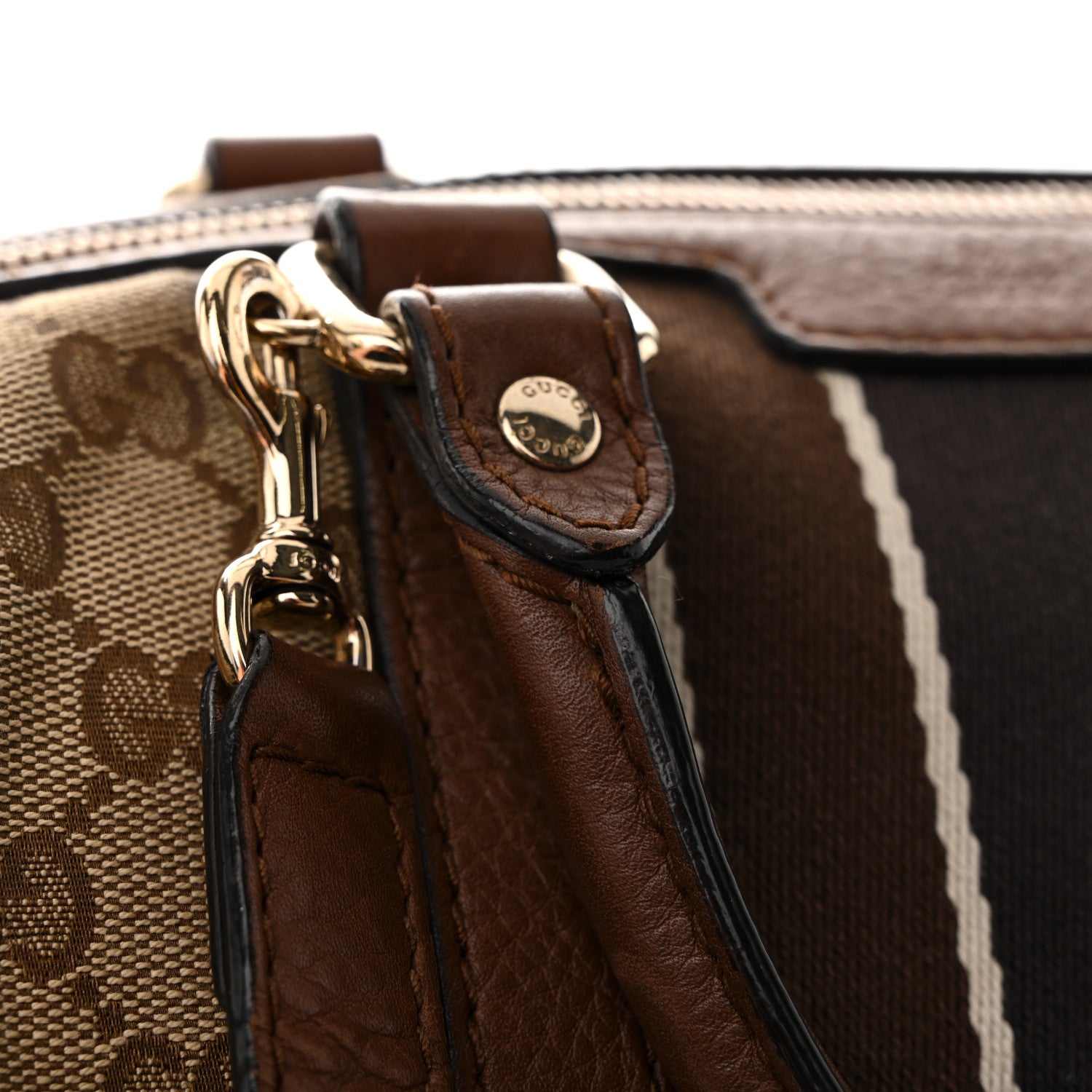 Gucci Monogram Vintage Web Small Boston Brown 15 of 16