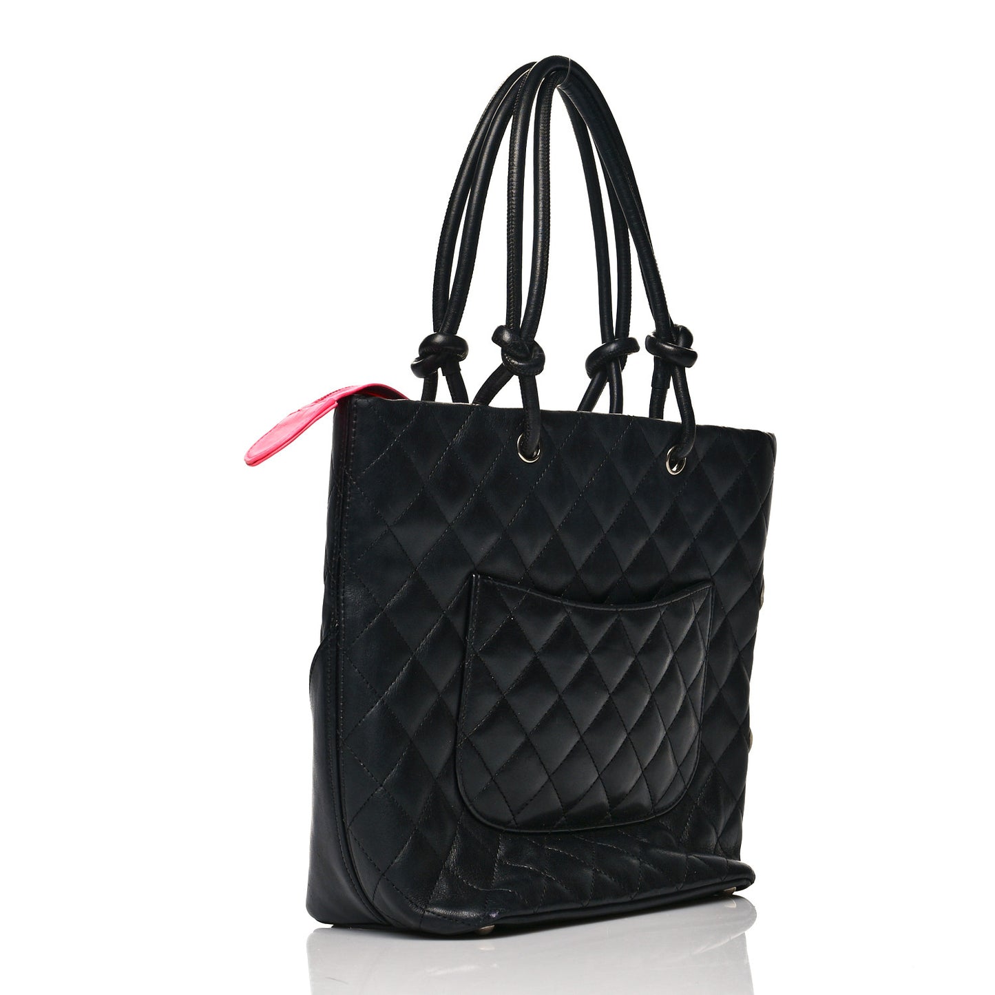 Calfskin Quilted Medium Cambon Tote Black White