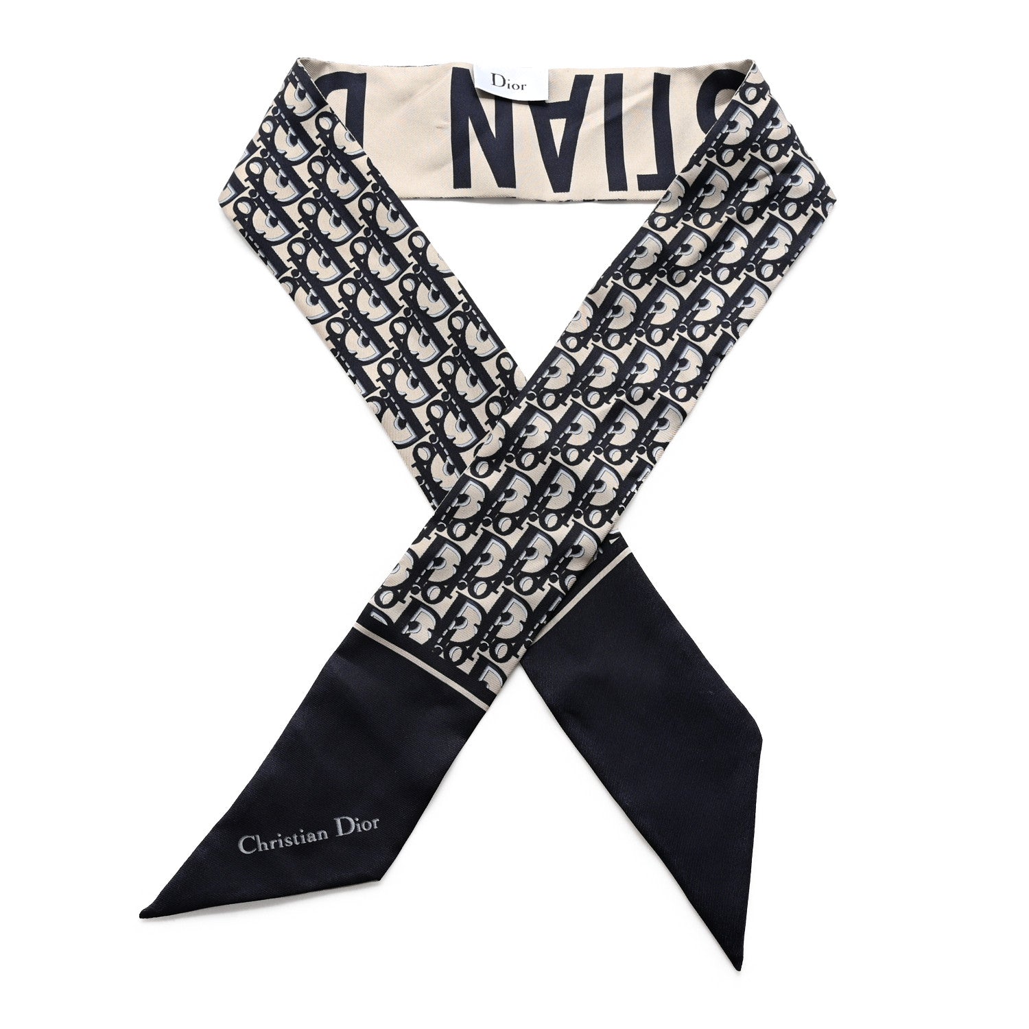 Christian Dior Silk Oblique Mitzah Scarf Blue 1 of 3