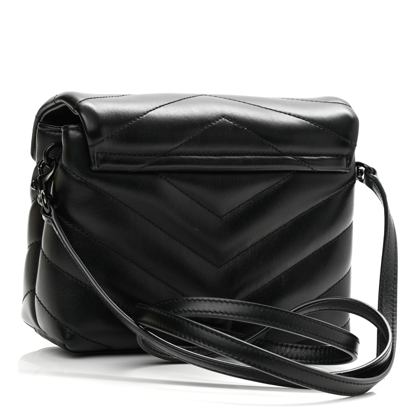 Calfskin Y Quilted Monogram Toy Loulou Crossbody Bag Black