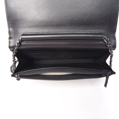 Chanel Aged Calfskin Chevron Quilted Gabrielle Wallet On Chain WOC Black 4 of 11