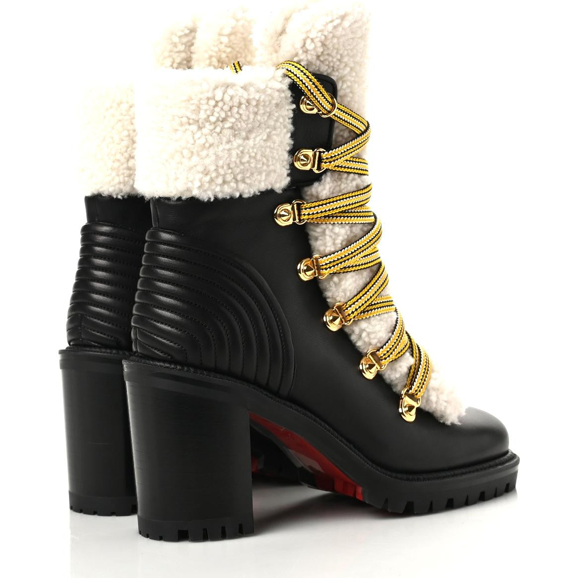 Christian Louboutin Calfskin Shearling Yetita 70 Hiker Booties 36.5 Black 4 of 6