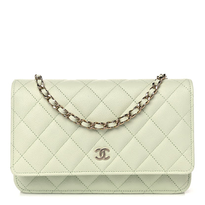 Chanel Caviar Quilted Wallet On Chain WOC Light Green 1 of 12