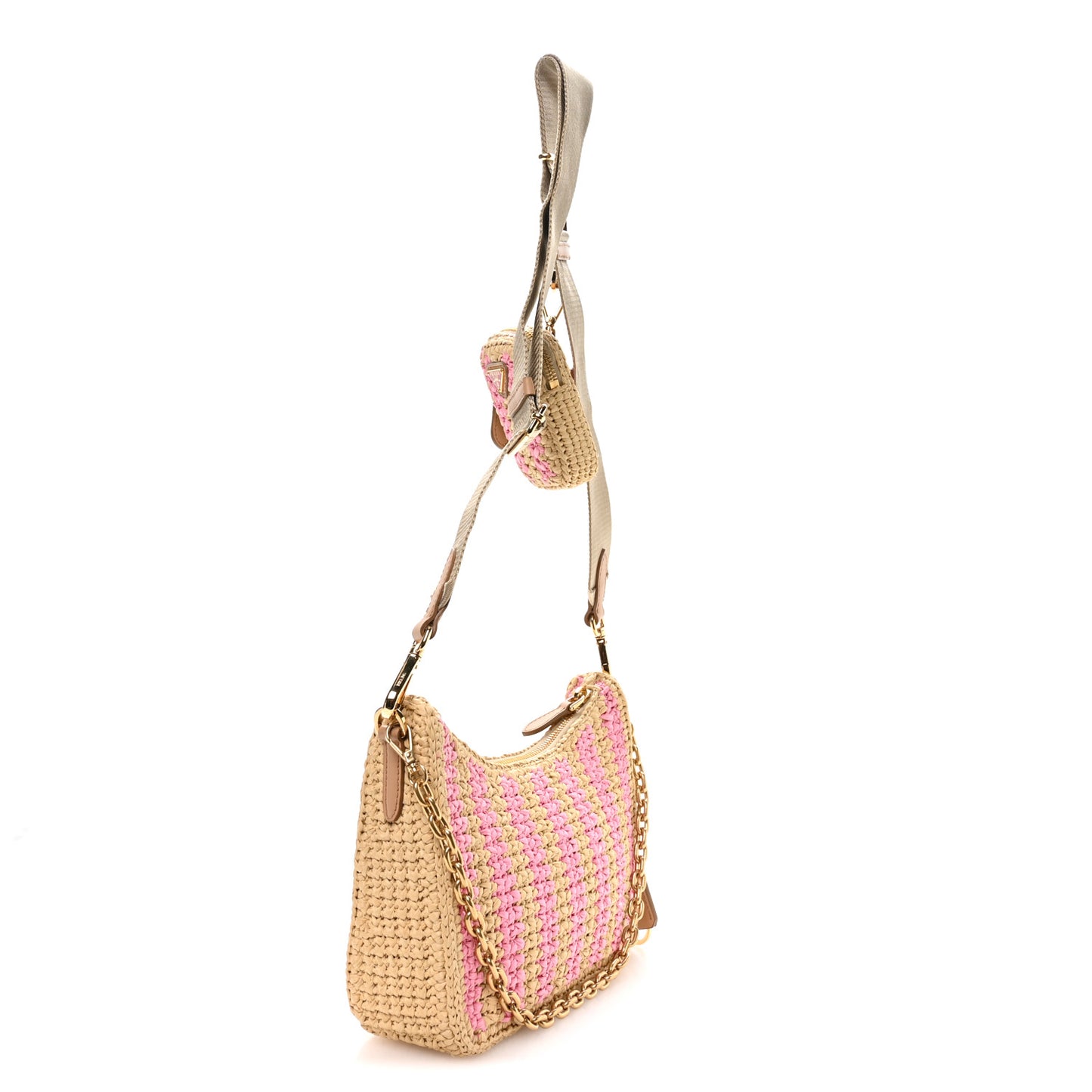 Yarn Raffia Effect Crochet Striped Re-Edition 2005 Shoulder Bag Naturale Petalo