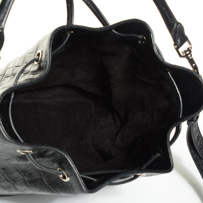 Saint Laurent Calfskin Crocodile Embossed Medium Emmanuelle Bucket Bag Black 5 of 7
