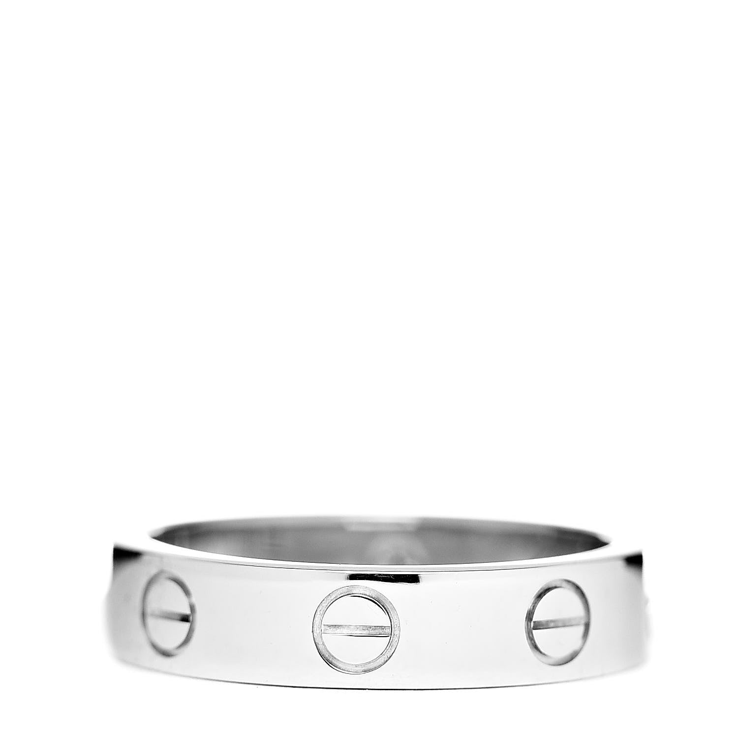 Cartier 18K White Gold Diamond 4mm LOVE Wedding Band Ring 49 5 3 of 5