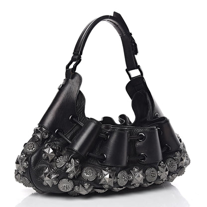 Burberry Calfskin Mason Warrior Studded Hobo Black 3 of 14