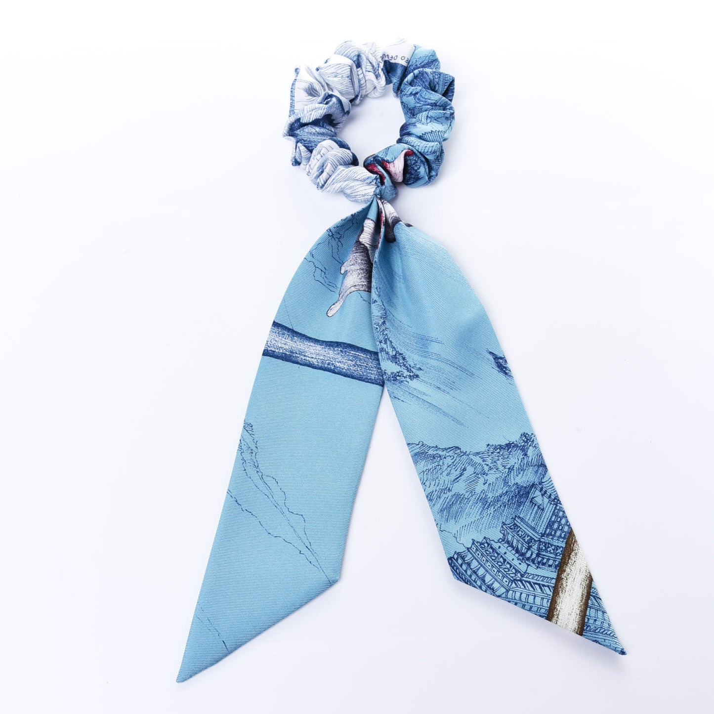Silk Twilly Scrunchie Blue