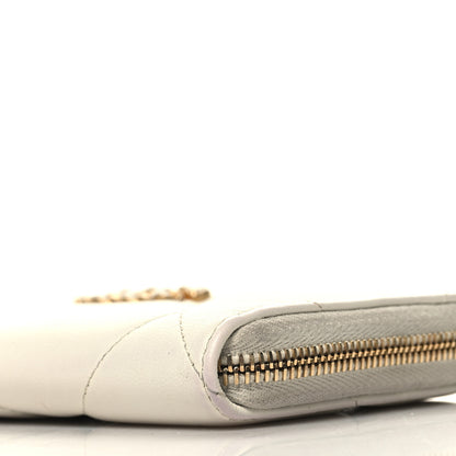 Chanel Shiny Goatskin Quilted 19 Long Zipped Around Wallet White 11 of 15