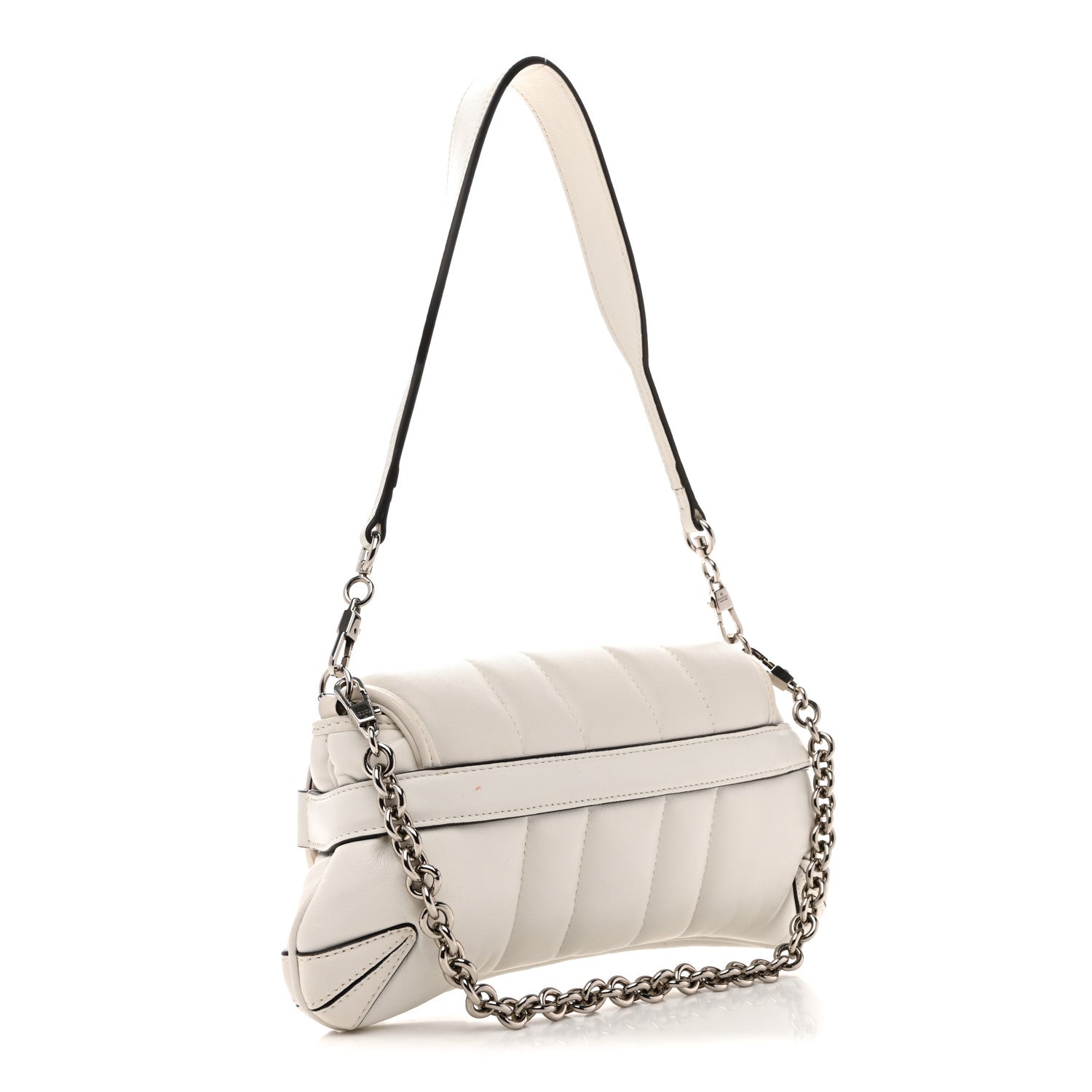 Gucci Nappa Vertical Matelasse Small Maxi Horsebit Chain Shoulder Bag Great White 3 of 15