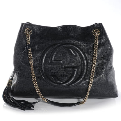 Gucci Pebbled Calfskin Medium Soho Chain Shoulder Bag Black 1 of 7