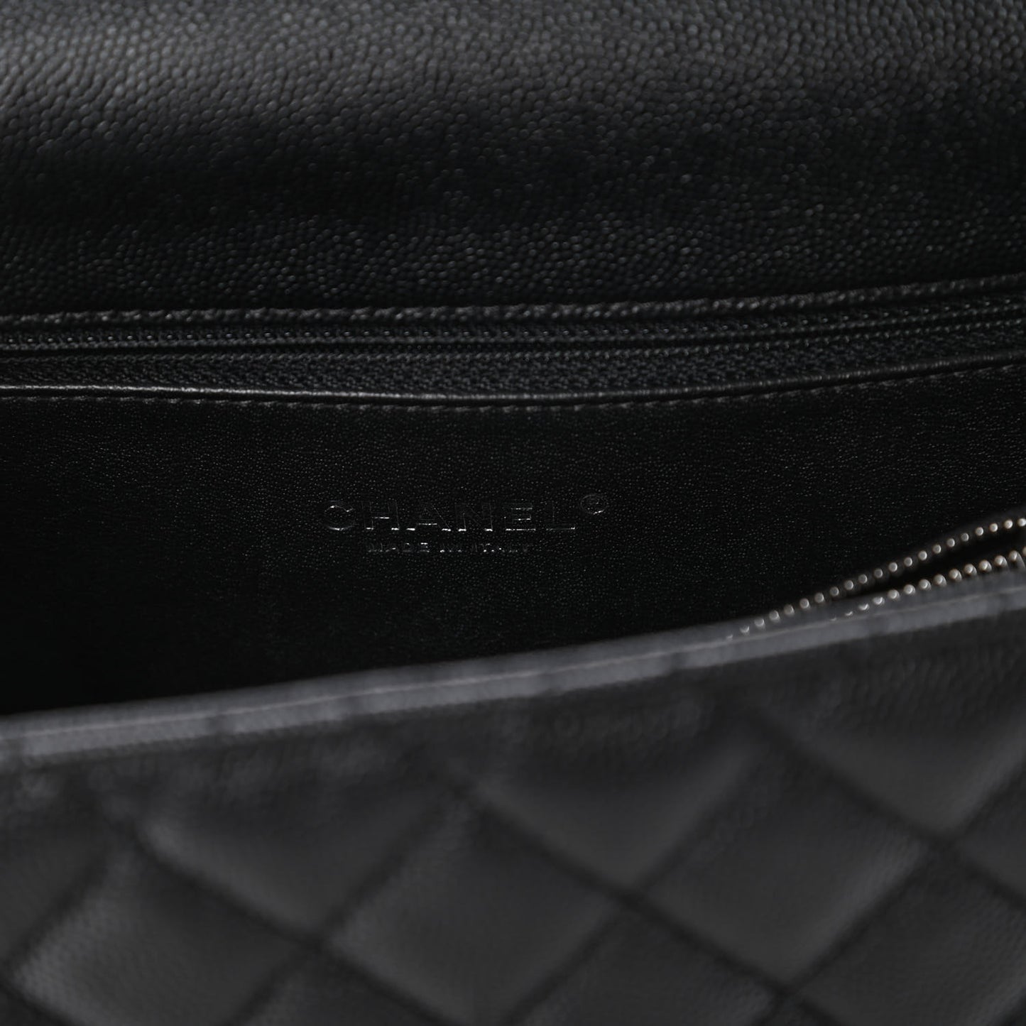 Caviar Lizard Quilted Large Coco Handle Flap Black