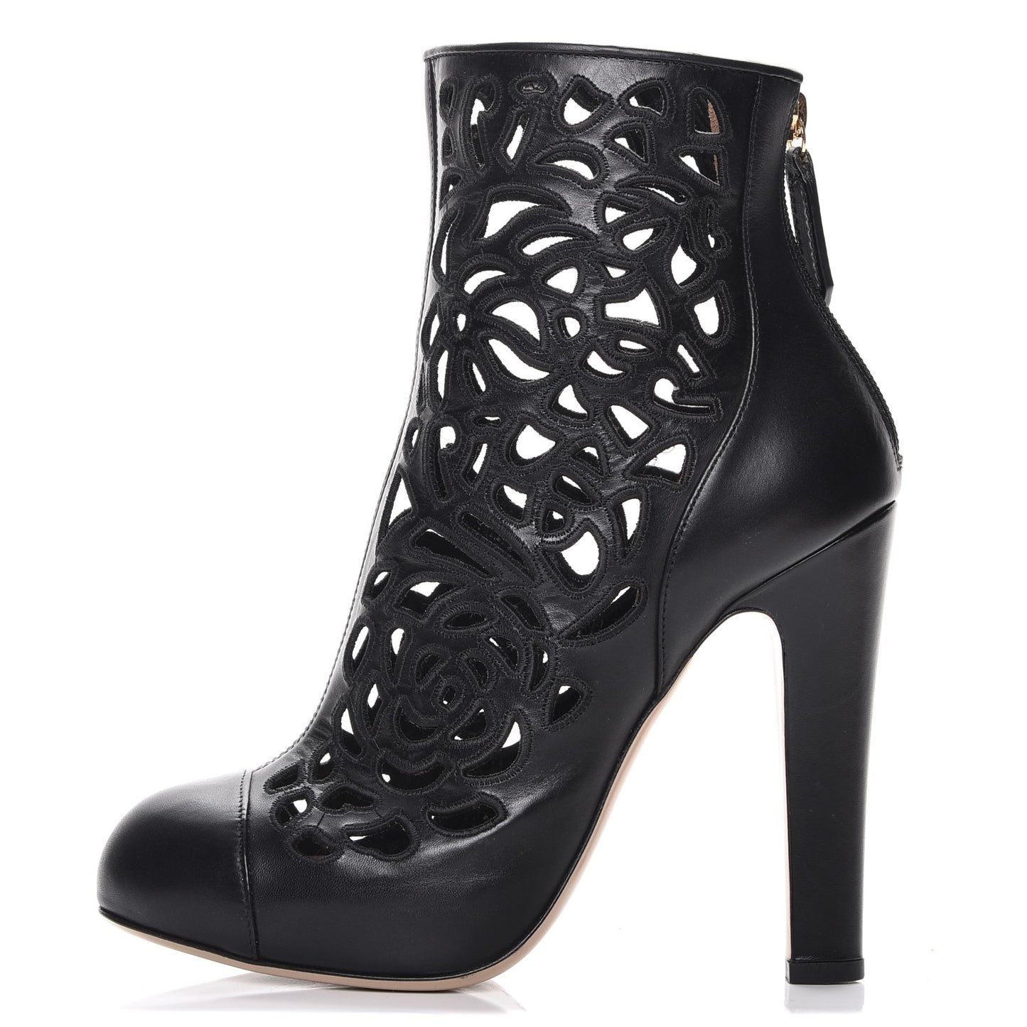 Lambskin Laser Cut Ankle Boots 37 Black