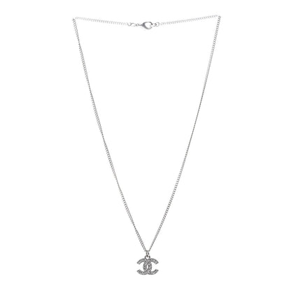 Chanel Crystal CC Necklace Silver 3 of 5