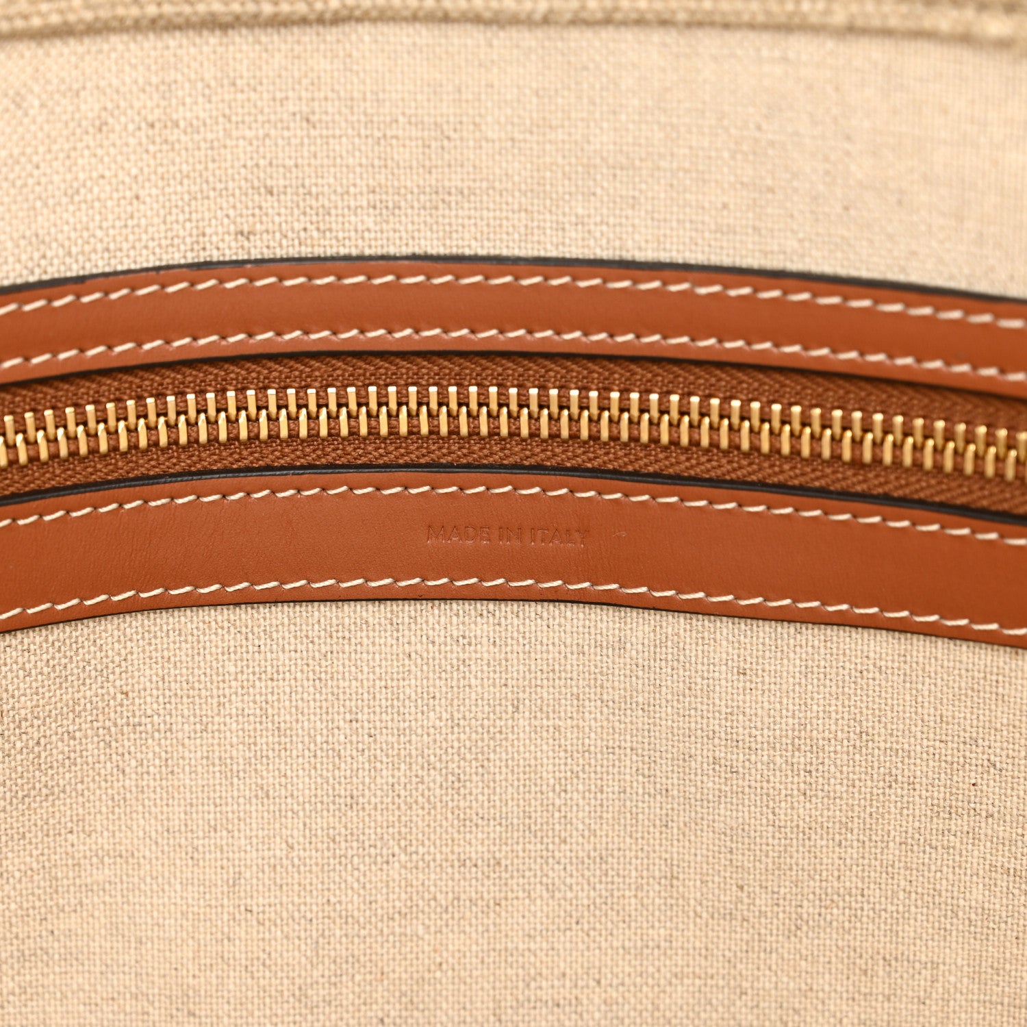 Celine Canvas Calfskin Paris Horizontal Cabas Tan 7 of 9