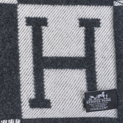 Hermes Wool Cashmere Avalon Blanket Ecru Gris Fonce 3 of 3