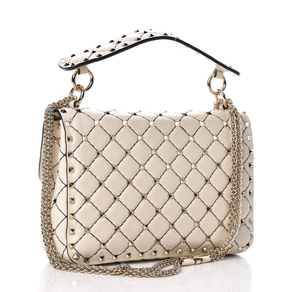 Valentino Garavani Lambskin Flower Medium Rockstud Spike Shoulder Bag Ivory 3 of 9