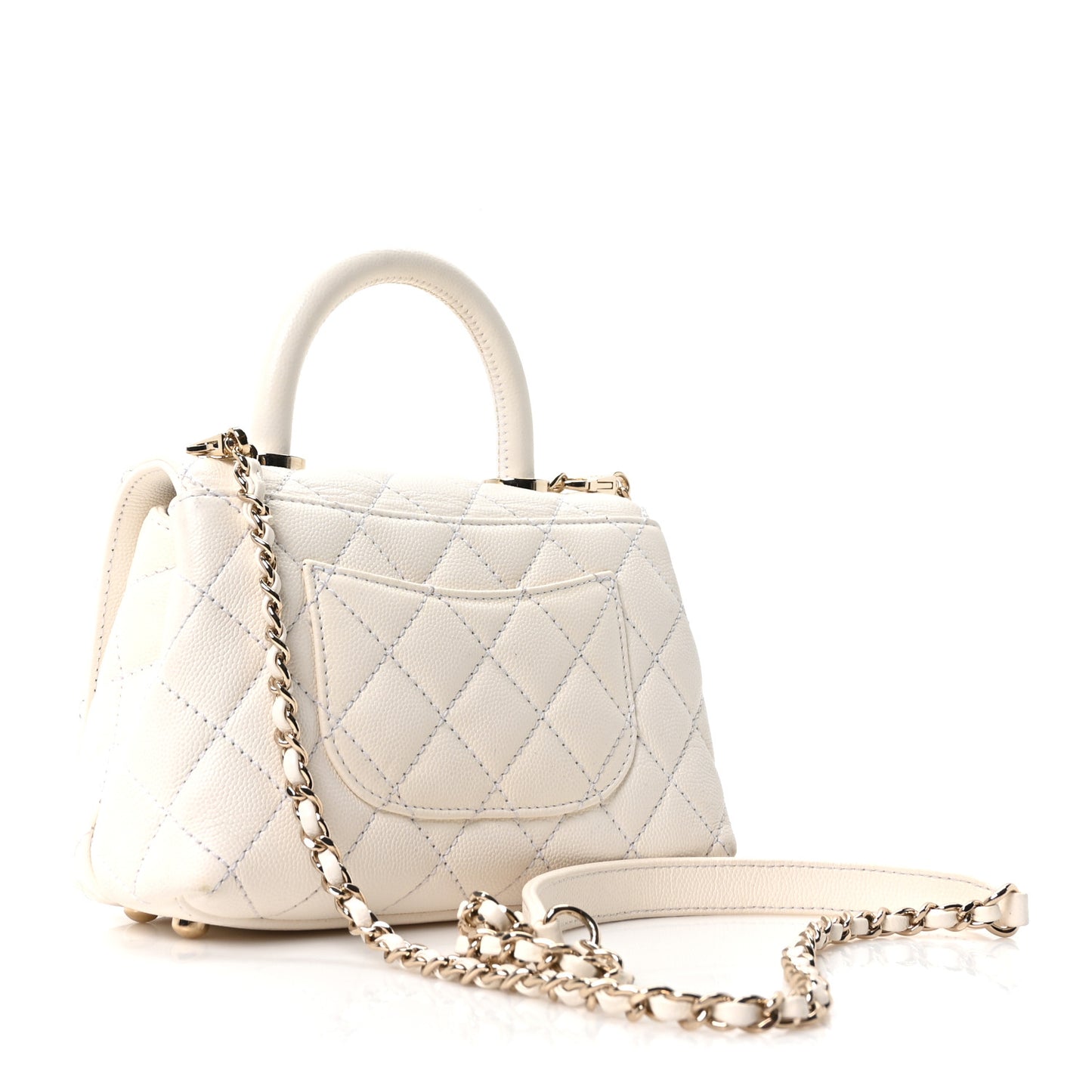 Caviar Quilted Extra Mini Coco Handle Flap White