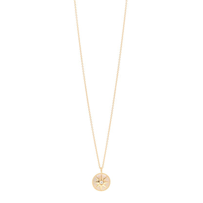 Christian Dior 18K Yellow Gold Diamond Mother of Pearl Rose Des Vents Medallion Necklace 1 of 6
