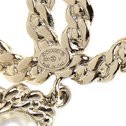 Chanel Crystal Pearl Pearls Coronation CC Drop Earrings Gold 4 of 5