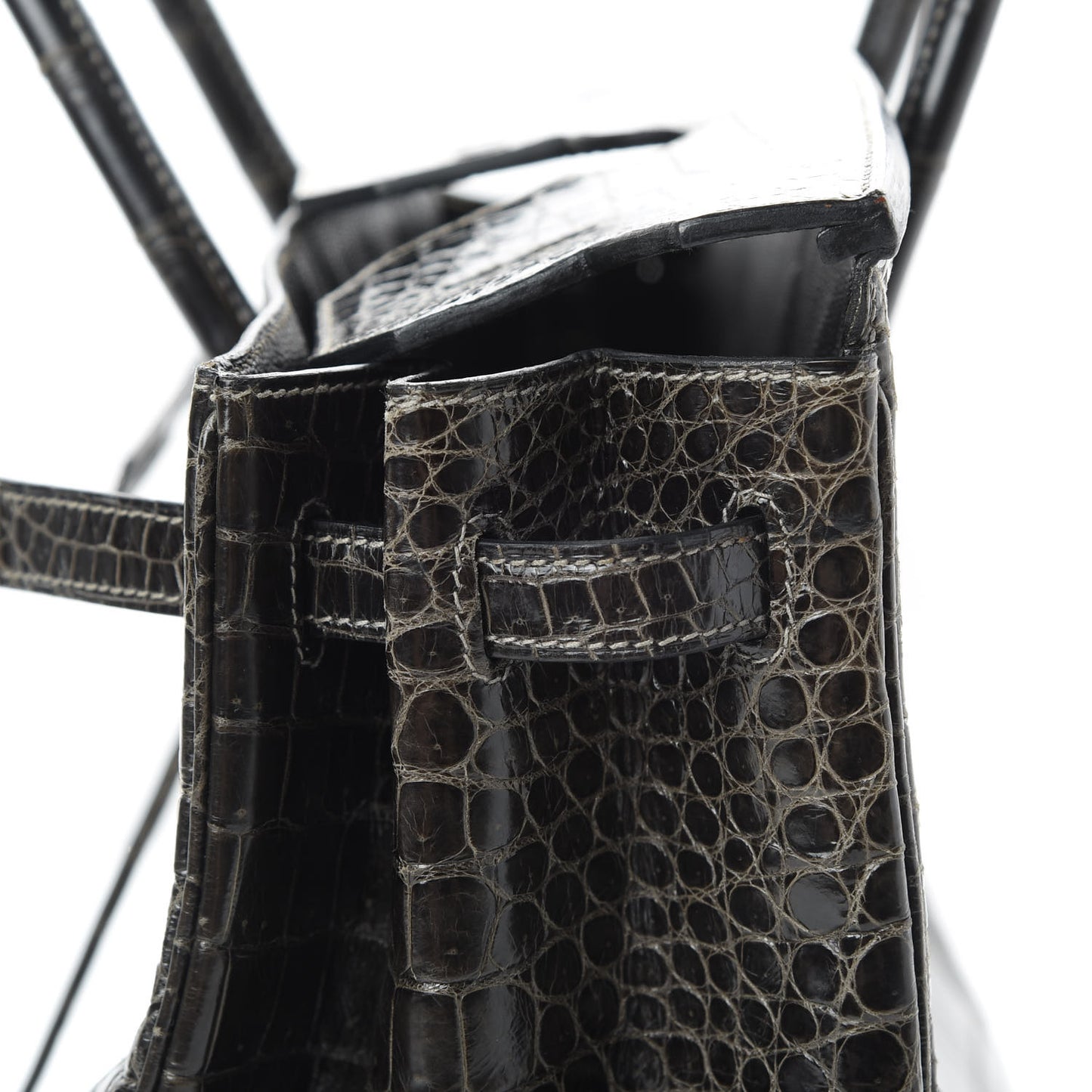 Shiny Porosus Crocodile Birkin 40 Graphite