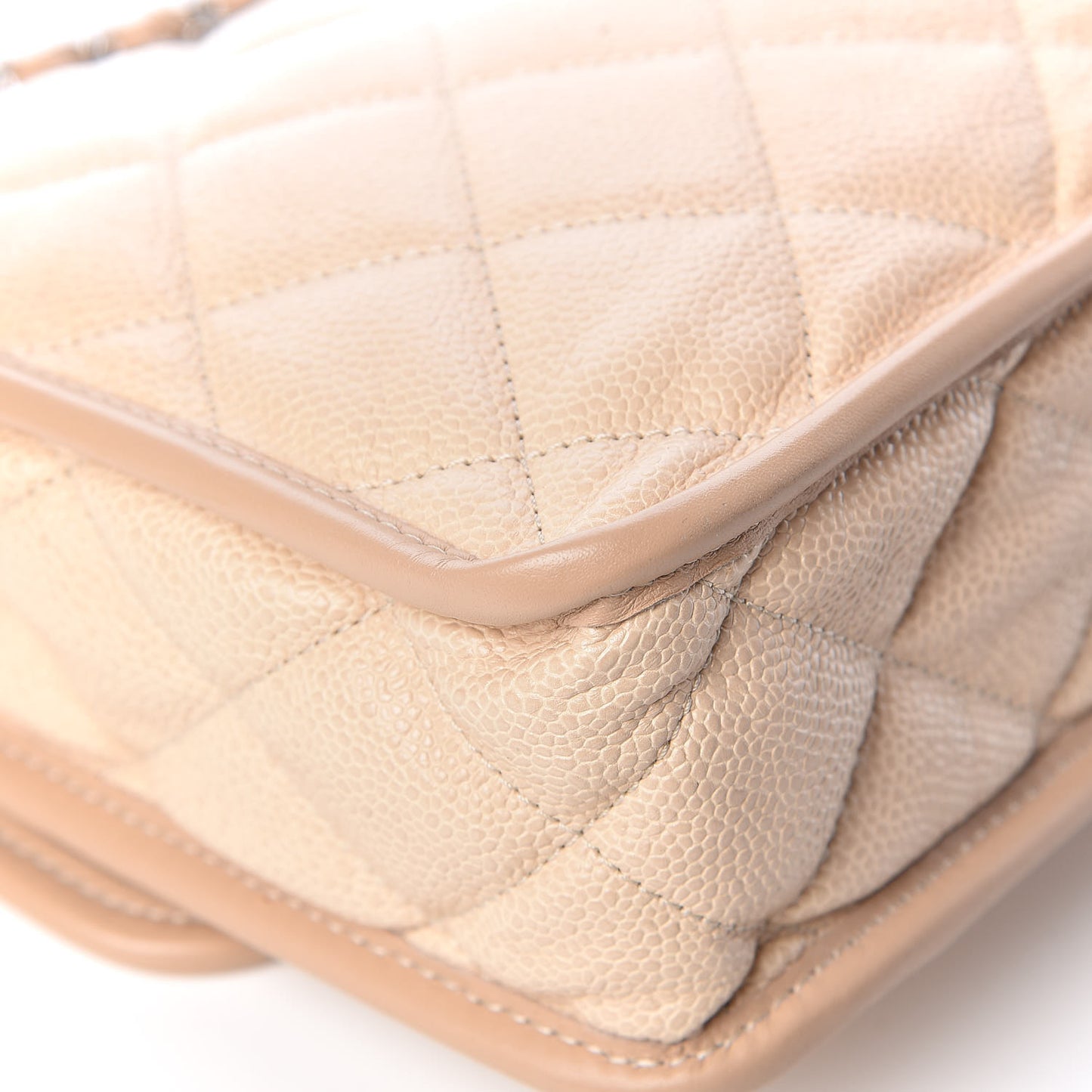 Caviar Quilted Large French Riviera Flap Beige