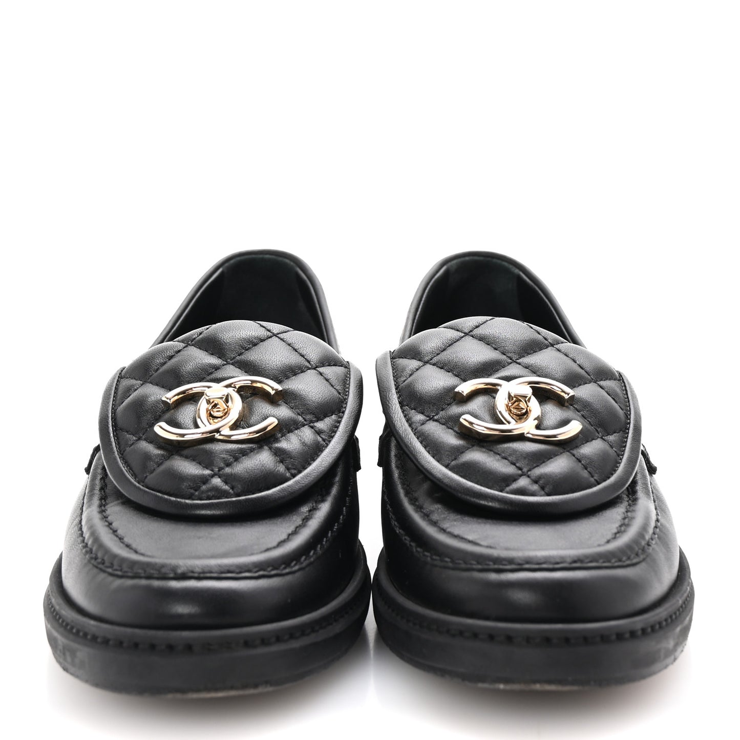 Lambskin Quilted CC Turnlock Loafers 35.5 Black