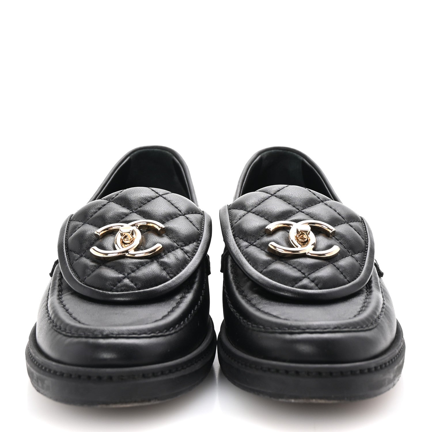 Chanel Lambskin Quilted CC Turnlock Loafers 35.5 Black 3 of 9