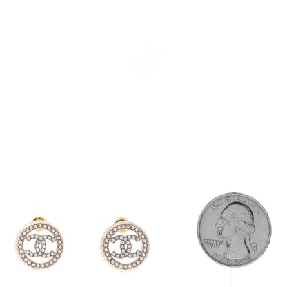 Chanel Crystal CC Round Earrings Gold 2 of 5