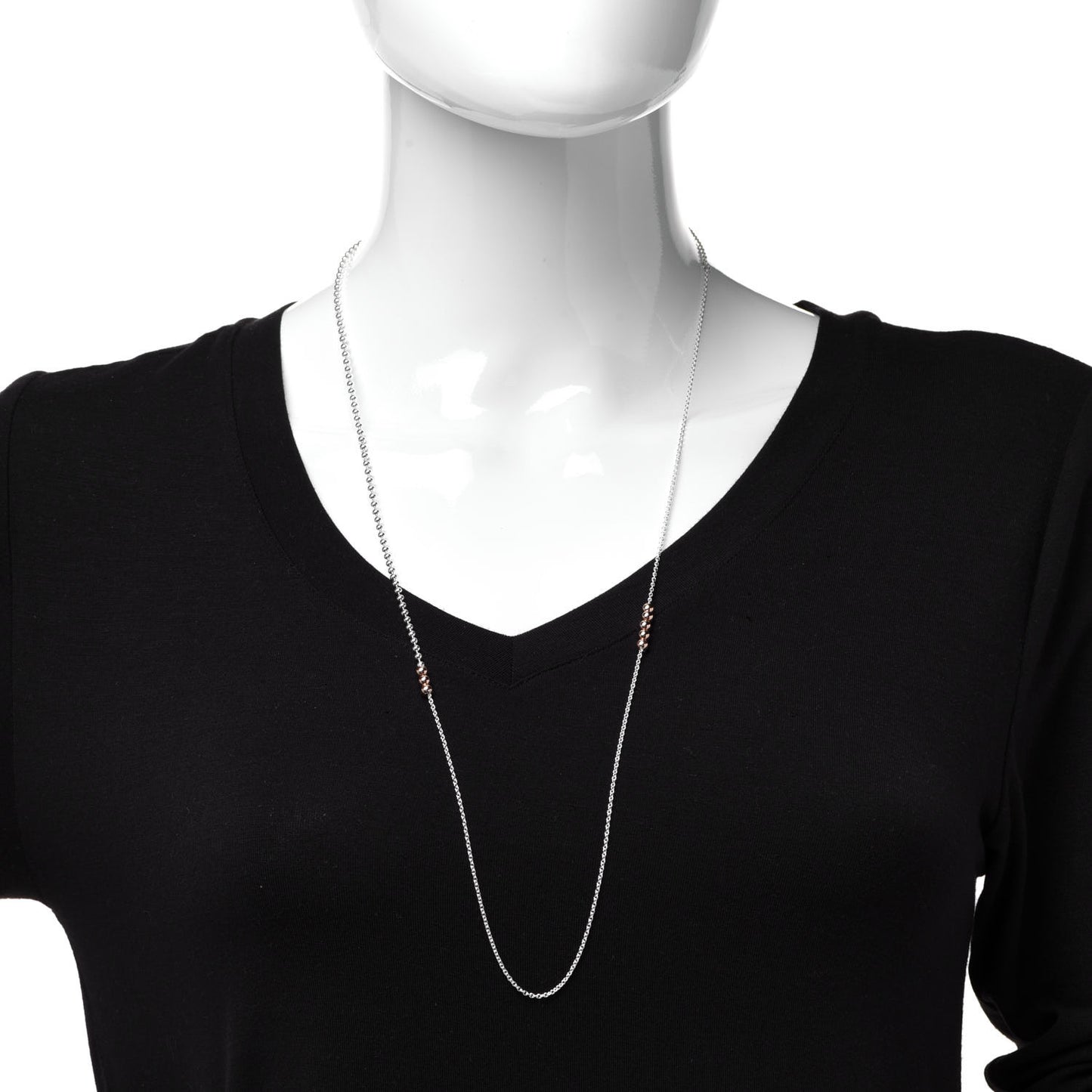 Sterling Silver 18K Rose Gold Mixed Bead Necklace