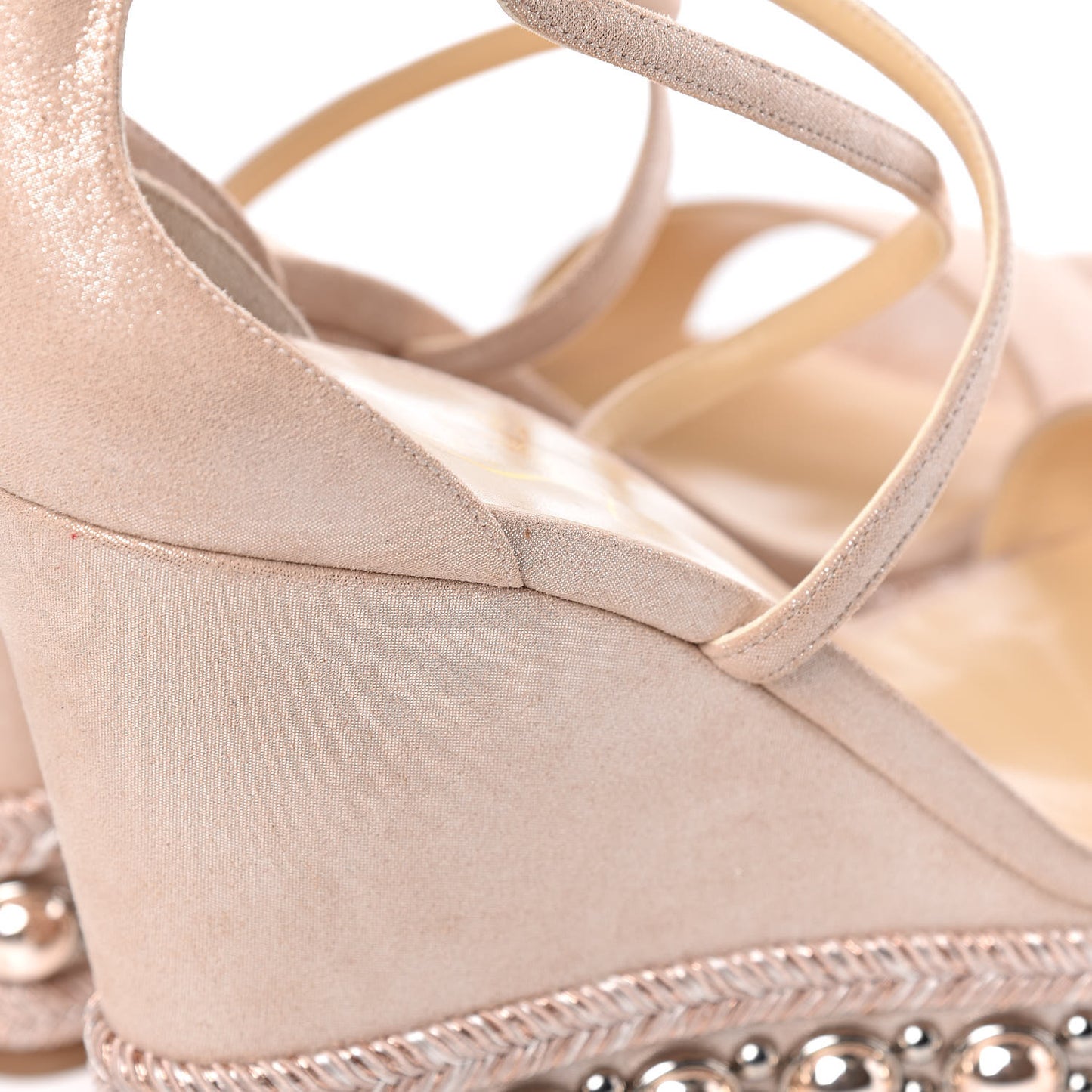 Suede Lame Chocazeppa 120 Platform Wedge Sandals 40 Poudre