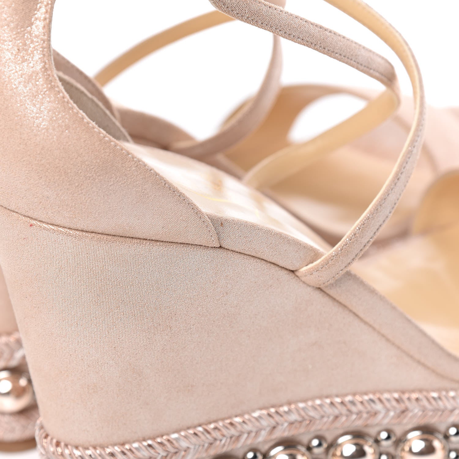 Christian Louboutin Suede Lame Chocazeppa 120 Platform Wedge Sandals 40 Poudre 9 of 11
