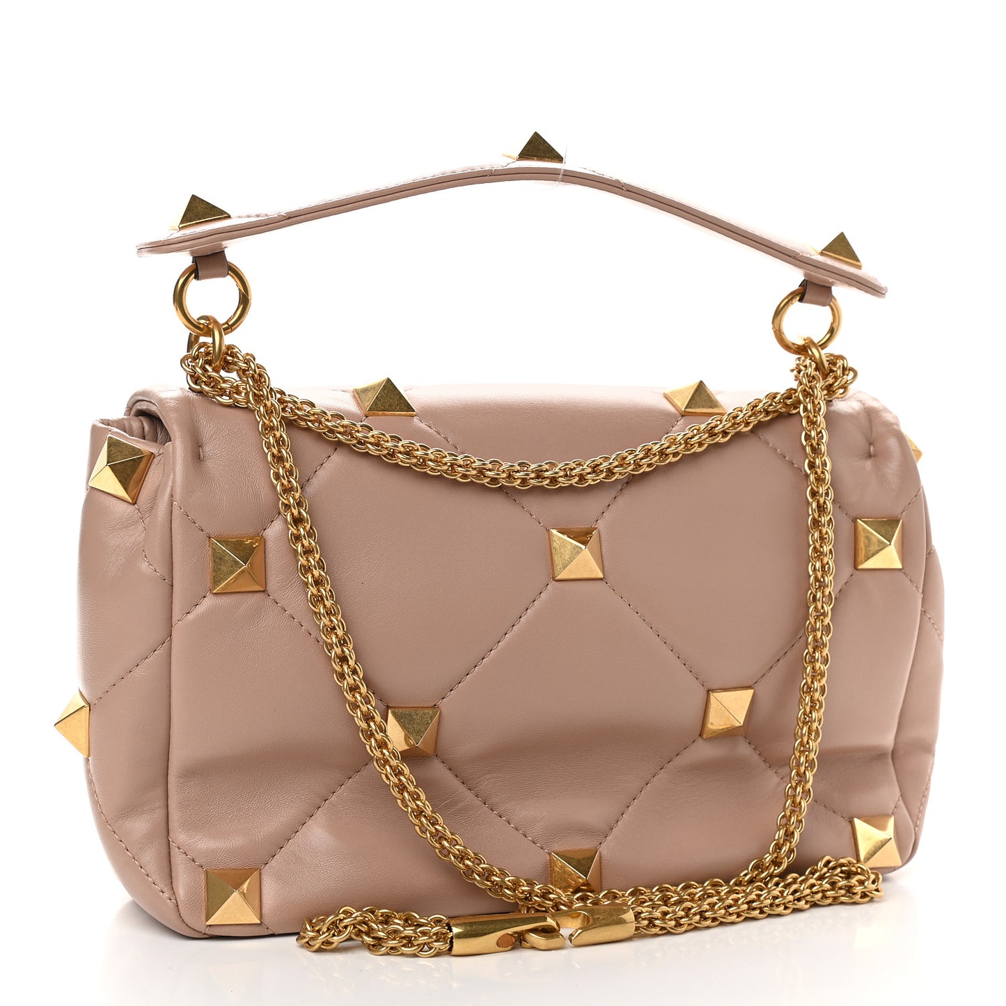 Nappa Large Roman Stud Shoulder Bag Rose Cannelle