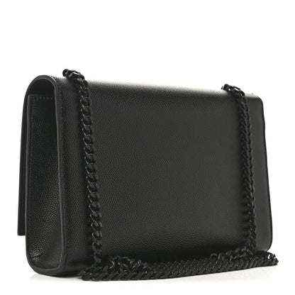 Saint Laurent Grain De Poudre Small Monogram Monochrome Kate Satchel Black 3 of 11