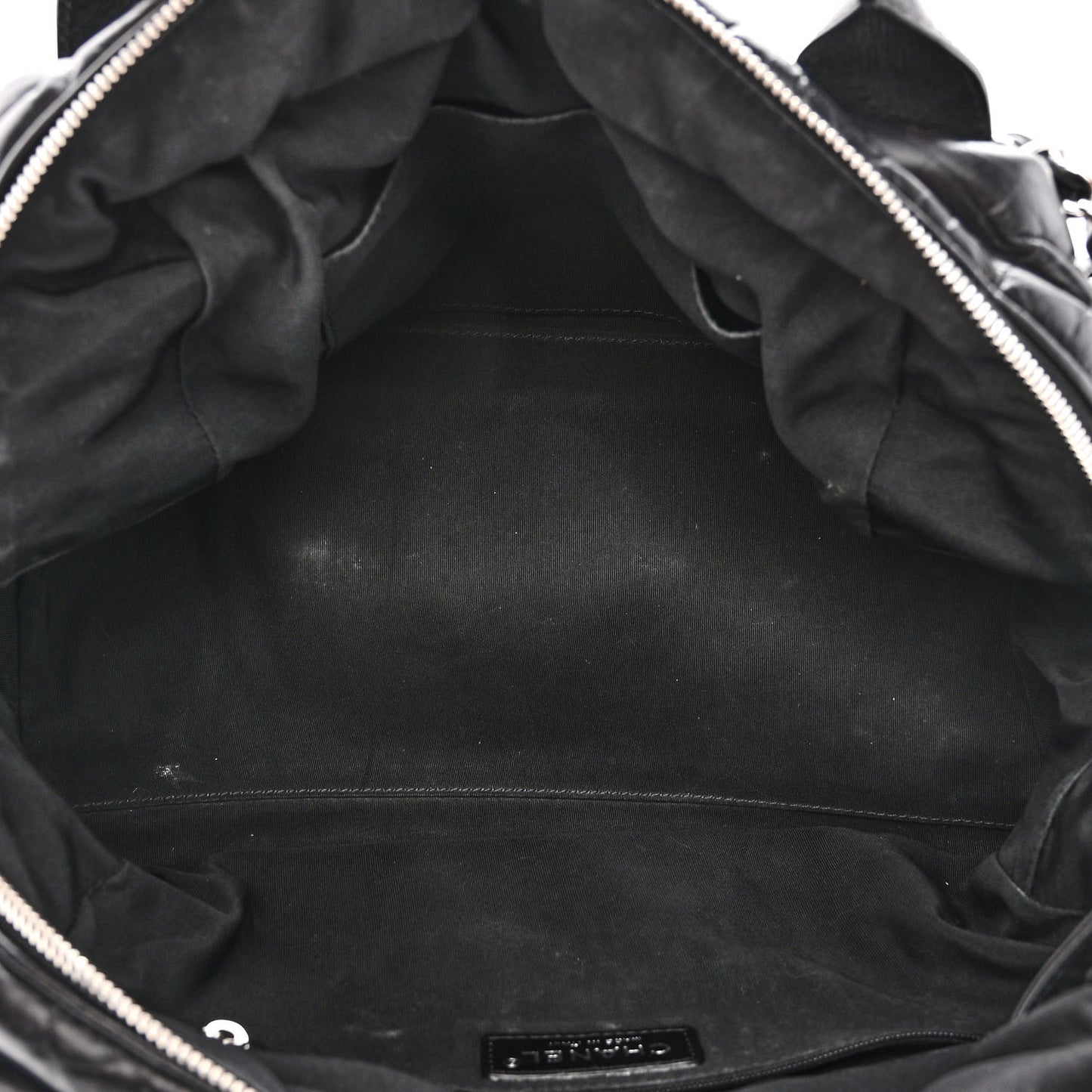 Aged Calfskin Chevron Medium Soft Bowling Bag Black