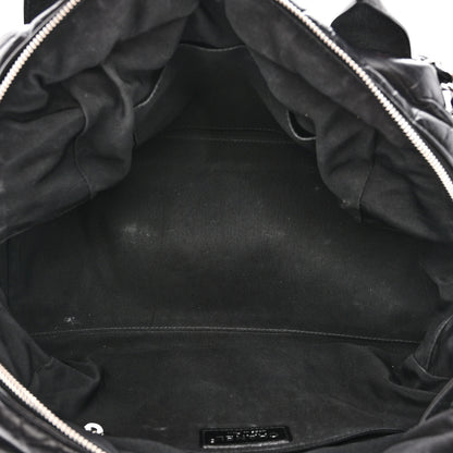 Chanel Aged Calfskin Chevron Medium Soft Bowling Bag Black 5 of 10
