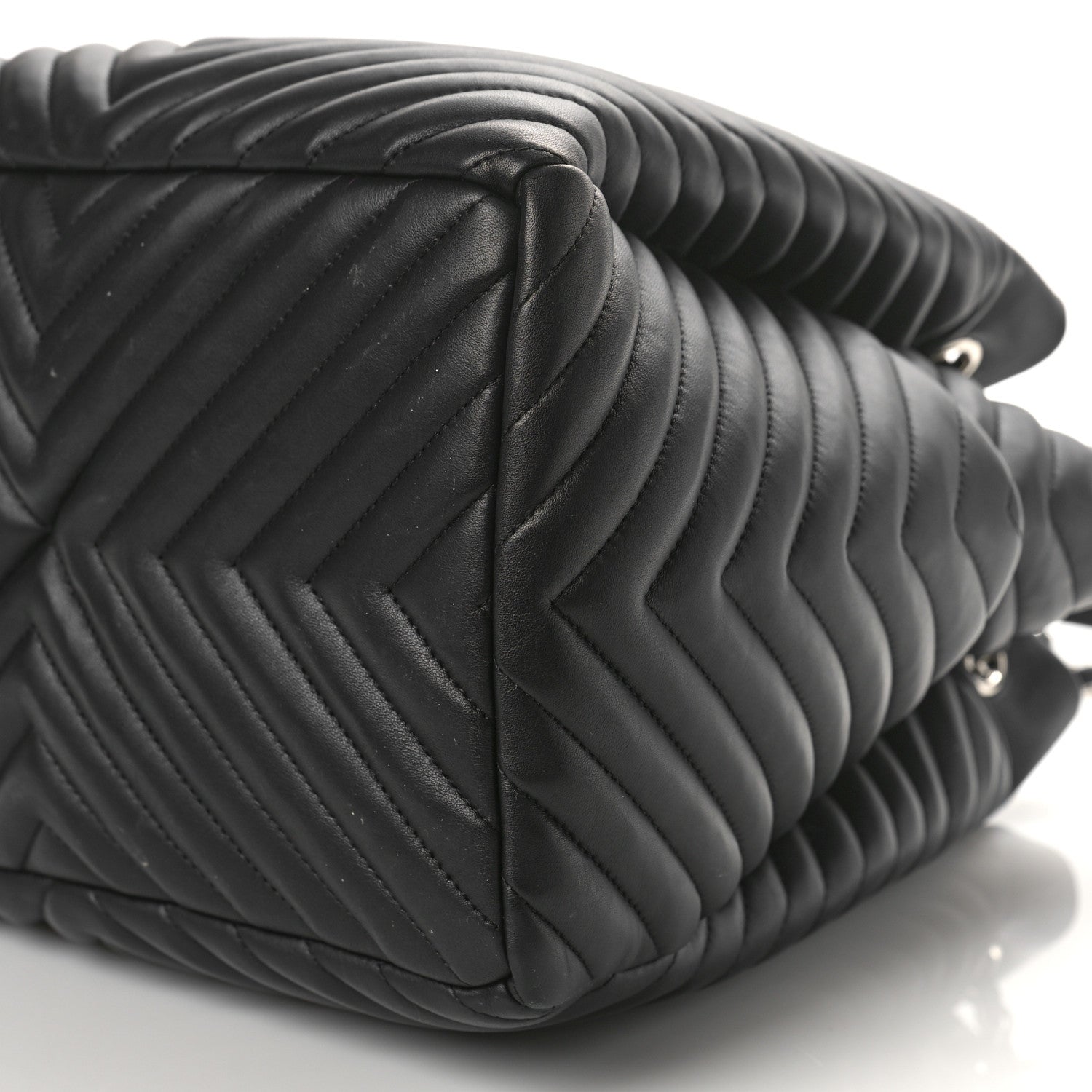 Chanel Lambskin Chevron Large Urban Spirit Drawstring Bag Black 10 of 11