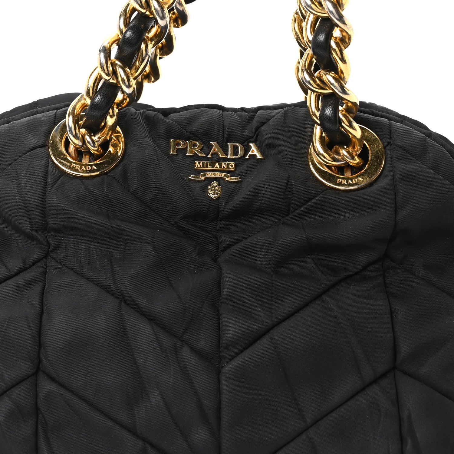 Prada Tessuto Catena ❤️ナイロン SALE!! Prada Tessuto Nylon Catena Shoulder Bag Ebano 634048 – FASHIONPHILE