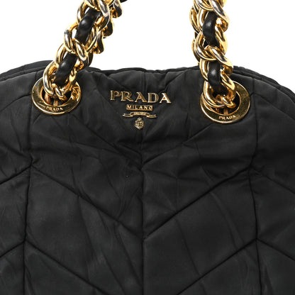 Prada Tessuto Nylon Chevron Catena Bag Black 8 of 10