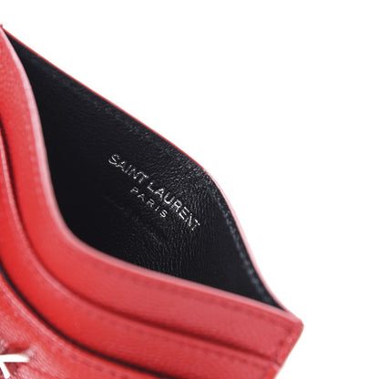 Saint Laurent Grain De Poudre Matelasse Chevron Monogram Credit Card Case Rouge Eros 6 of 6